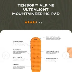 Nemo Equipment Tensor Alpine Ultralight Mountaineering Sleeping Pad
